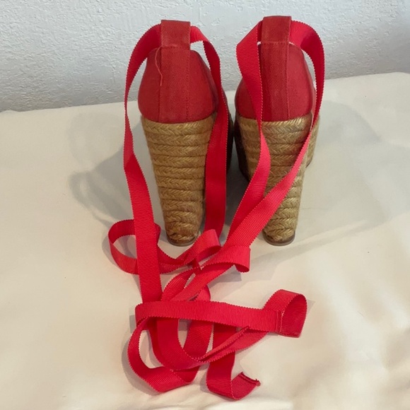 Christian Louboutin red espadrille platform wedge sz 38 vintage - Picture 12 of 12